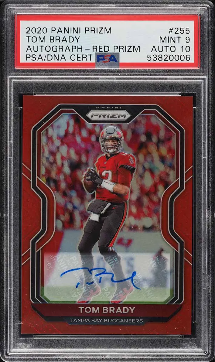 2020 Panini Prizm Red Prizms Tom Brady AUTO DNA 10 1/3 #255 PSA 